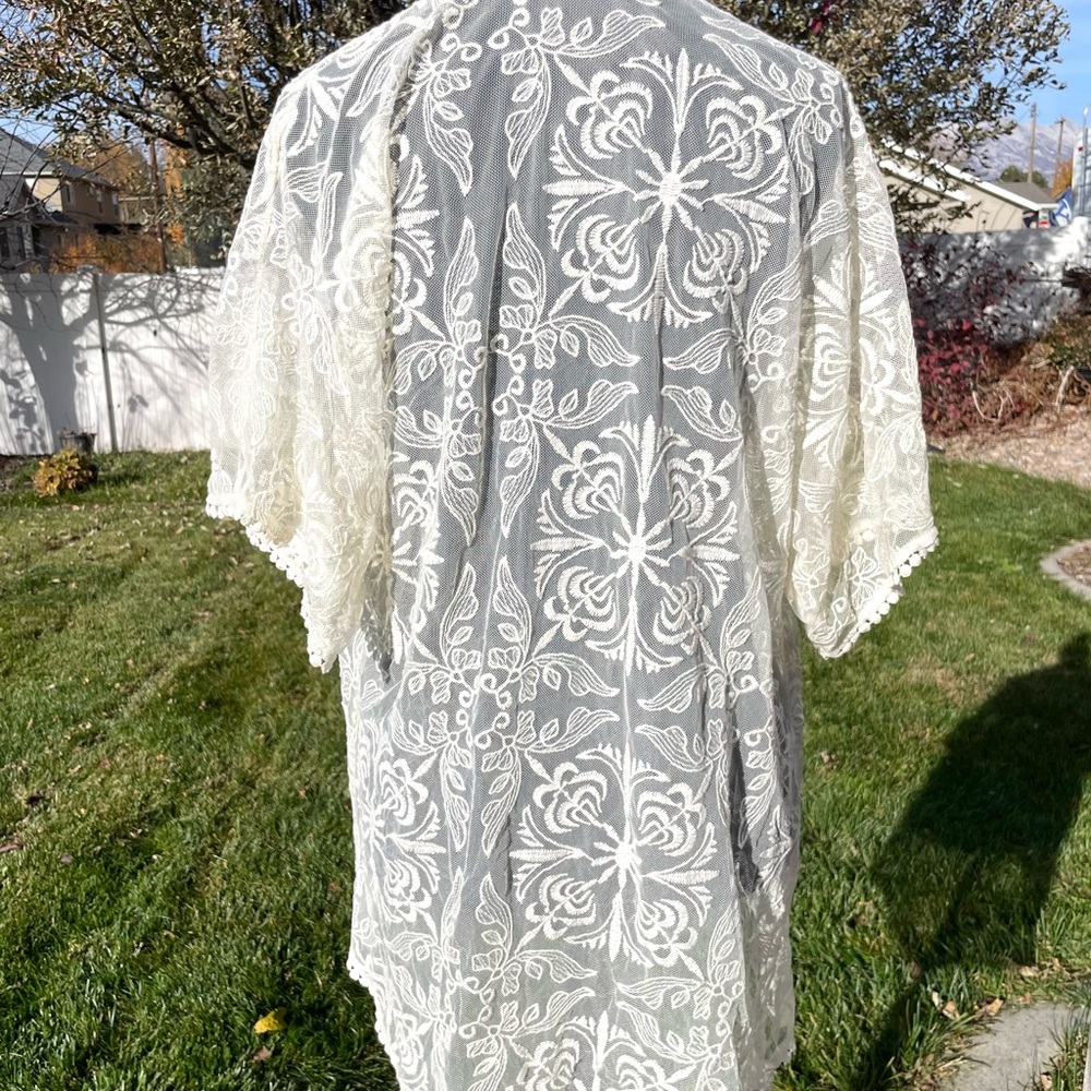 White Lace Kimono Cardigan